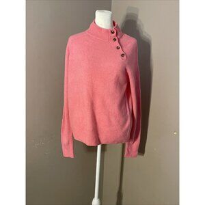 J. Crew Sweater Asymmetrical Button Mock Neck Soft Knit Barbie Pink Fuzzy Wms S